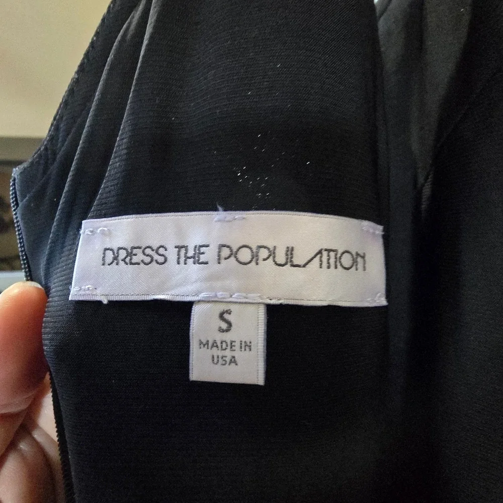 Dress The Population Black Sequin V-Neck Maxi Gown Dress S Made in USA - Picture 8 of 11